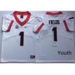 Youth Georgia Bulldogs #1 Justin Fields White  Nike College Football Jersey