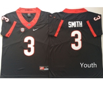 Youth Georgia Bulldogs #3 Roquan Smith Black  Nike College Football Jersey