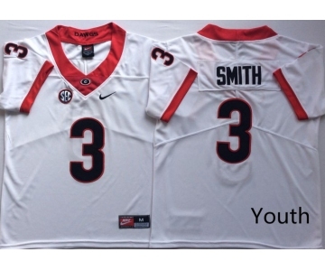 Youth Georgia Bulldogs #3 Roquan Smith White  Nike College Football Jersey