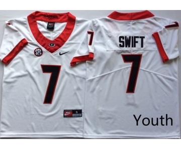 Youth Georgia Bulldogs #7 D'Andre Swift White Nike College Football Jersey