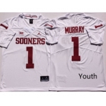 Youth Oklahoma Sooners #1 Kyler Murray White College Football Jersey