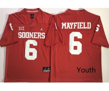 Youth Oklahoma Sooners #6 Baker Mayfield Red Youth College Football Jersey