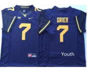 Youth West Virginia Mountaineers 7 Will Grier Blue Youth Nike College Football Jersey