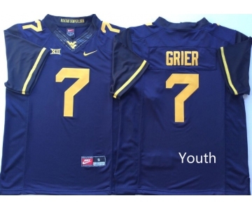 Youth West Virginia Mountaineers 7 Will Grier Blue Youth Nike College Football Jersey