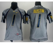 youth ncaa jerseys west virginia mountaineers #1 tavon austin grey