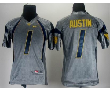 youth ncaa jerseys west virginia mountaineers #1 tavon austin grey