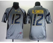 youth ncaa jerseys west virginia mountaineers #12 geno smith grey