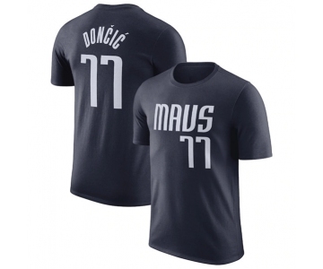 Men's Dallas Mavericks #77 Luka Doncic Navy 2022-23 Statement Edition Name & Number T-Shirt