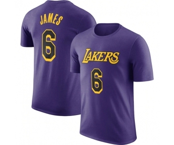 Men's Los Angeles Lakers #6 LeBron James Purple 2022-23 Statement Edition Long Sleeve T-Shirt