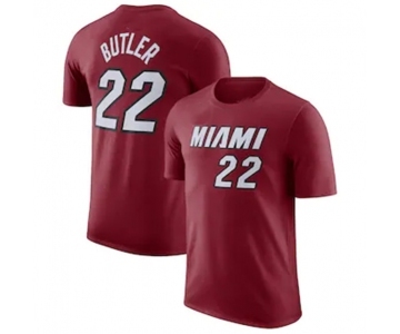 Men's Miami Heat #22 Jimmy Butler Red 2022-23 Statement Edition Name & Number T-Shirt