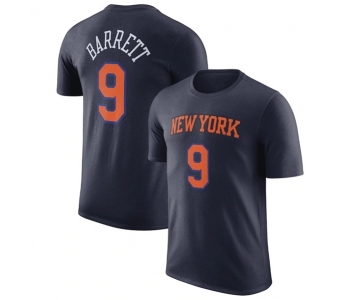 Men's New Yok Knicks #9 RJ Barrett Navy 2022-23 Statement Edition Name & Number T-Shirt