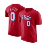 Men's Philadelphia 76ers #0 Tyrese Maxey Red 2022-23 Statement Edition Name & Number T-Shirt