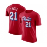 Men's Philadelphia 76ers #21 Joel Embiid Red 2022-23 Statement Edition Name & Number T-Shirt