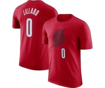 Men's Portland Trail Blazers #0 Damian Lillard Red 2022-23 Statement Edition Name & Number T-Shirt