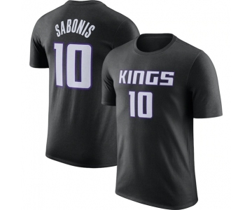 Men's Sacramento Kings #10 Domantas Sabonis Black 2022-23 Statement Edition Name & Number T-Shirt