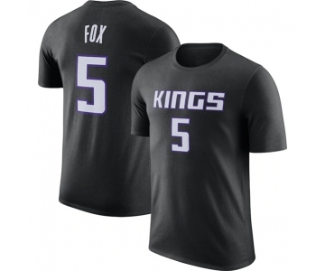 Men's Sacramento Kings #5 De'Aaron Fox Black 2022-23 Statement Edition Name & Number T-Shirt