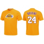 NBA Los Angeles Lakers #24 Kobe Bryant Yellow T-Shirt