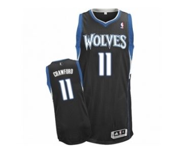 Men Adidas Minnesota Timberwolves #11 Jamal Crawford Authentic Black Alternate NBA Jersey