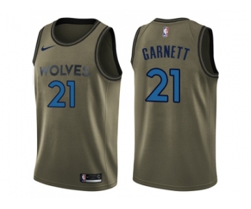 Men Nike Minnesota Timberwolves #21 Kevin Garnett Green Salute to Service NBA Swingman Jersey