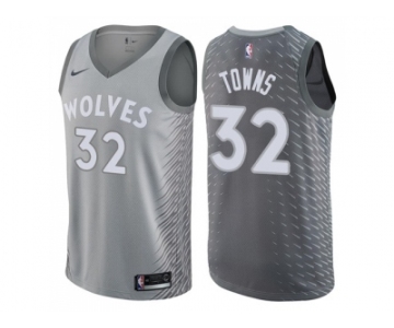 Men Nike Minnesota Timberwolves #32 Karl-Anthony Towns Gray NBA Swingman City Edition Jersey