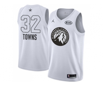 Men Nike Minnesota Timberwolves #32 Karl-Anthony Towns White NBA Jordan Swingman 2018 All-Star Game Jersey