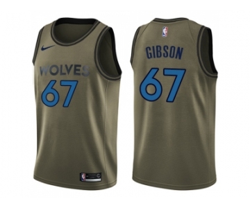 Men Nike Minnesota Timberwolves #67 Taj Gibson Green Salute to Service NBA Swingman Jersey