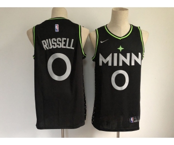 Men's Minnesota Timberwolves #0 Russell  Black Basketball Jersey 2020-2021 City Edition