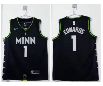 Men's Minnesota Timberwolves #1 Anthony Edwards Black 2021 Nike City Edition Swingman Stitched NBA Jersey