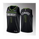 Men's Minnesota Timberwolves #1 Anthony Edwards Black City Stitched Jersey