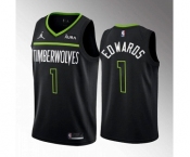 Men's Minnesota Timberwolves #1 Anthony Edwards Black City Stitched Jersey