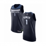 Men's Minnesota Timberwolves #1 Noah Vonleh Authentic Navy Blue Basketball Jersey - Icon Edition