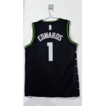 Men's Minnesota Timberwolves #1 edwards Black Basketball Jersey 2020-2021 City Edition