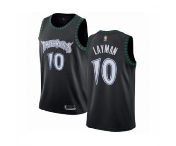 Men's Minnesota Timberwolves #10 Jake Layman Authentic Black Hardwood Classics Jersey