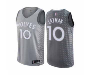 Men's Minnesota Timberwolves #10 Jake Layman Authentic Gray Basketball Jersey - City Edition