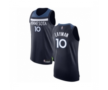 Men's Minnesota Timberwolves #10 Jake Layman Authentic Navy Blue Basketball Jersey - Icon Edition