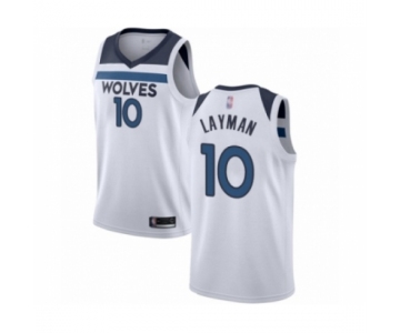 Men's Minnesota Timberwolves #10 Jake Layman Authentic White Basketball Jersey - Association Edition