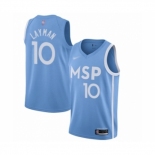 Men's Minnesota Timberwolves #10 Jake Layman Swingman Blue Basketball Jersey 2019-20 City Edition