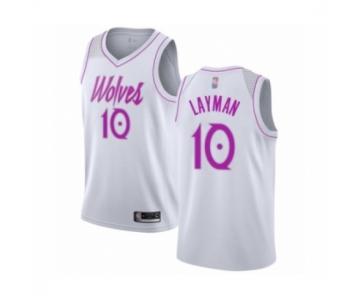 Men's Minnesota Timberwolves #10 Jake Layman White Swingman Jersey - Earned Edition