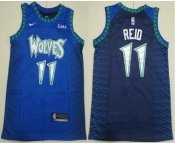 Men's Minnesota Timberwolves #11 Naz Reid Blue Black City Edition Swingman Stitched Jersey