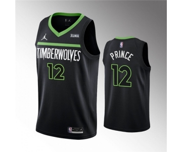 Men's Minnesota Timberwolves #12 Taurean Prince Black Statement Edition Stitched Jersey