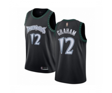 Men's Minnesota Timberwolves #12 Treveon Graham Authentic Black Hardwood Classics Jersey