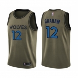 Men's Minnesota Timberwolves #12 Treveon Graham Swingman Green Salute to Service Basketball Jersey