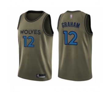 Men's Minnesota Timberwolves #12 Treveon Graham Swingman Green Salute to Service Basketball Jersey