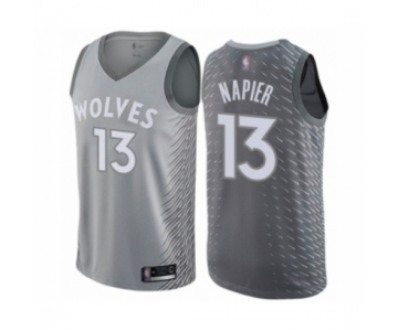 Men's Minnesota Timberwolves #13 Shabazz Napier Authentic Gray Basketball Jersey - City Edition