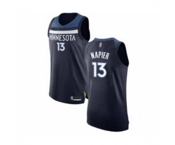 Men's Minnesota Timberwolves #13 Shabazz Napier Authentic Navy Blue Basketball Jersey - Icon Edition