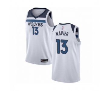 Men's Minnesota Timberwolves #13 Shabazz Napier Authentic White Basketball Jersey - Association Edition