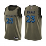 Men's Minnesota Timberwolves #23 Jarrett Culver Swingman Green Salute to Service Basketball Jersey