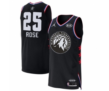 Men's Minnesota Timberwolves #25 Derrick Rose Authentic Black 2019 All-Star Game Basketball Jersey