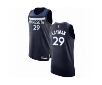 Men's Minnesota Timberwolves #29 Jake Layman Authentic Navy Blue Basketball Jersey - Icon Edition