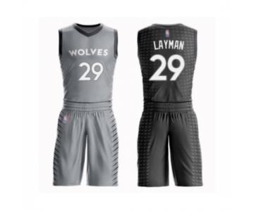 Men's Minnesota Timberwolves #29 Jake Layman Swingman Gray Basketball Suit Jersey - City Edition